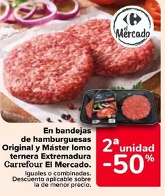 Oferta de Carrefour - En Bandejas De Hamburguesas Original Y Master Lomo Ternera Extremadura El Mercado en Carrefour