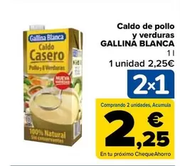 Oferta de Gallina Blanca - Caldo De Pollo Y Verduras   por 2,25€ en Carrefour