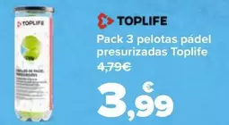 Oferta de Toplife - Pack 3 Pelotas Padel Presurizadas  por 3,99€ en Carrefour