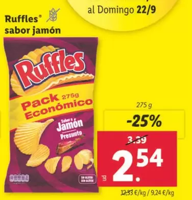 Oferta de Ruffles -  Sabor Jamon por 2,54€ en Lidl