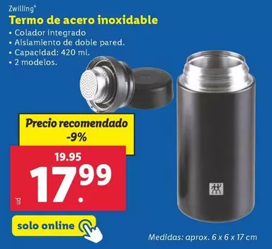 Oferta de Zwliting - Termo De Acero Inoxidable por 17,99€ en Lidl