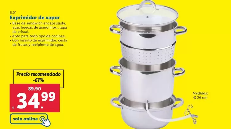 Oferta de Elo - Exprimidor De Vapor por 34,99€ en Lidl