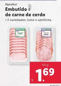 Oferta de Alpenfest - Embutido De Carne De Cerdo por 1,69€ en Lidl