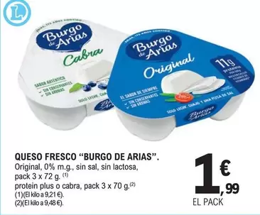 Oferta de Burgo De Arias - Queso Fresco por 1,99€ en E.Leclerc