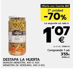 Oferta de Destapa La Huerta - Menestra De Verduras por 3,55€ en BM Supermercados