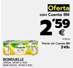 Oferta de Bonduelle - Maiz Dulce por 2,59€ en BM Supermercados