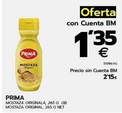 Oferta de Prima - Mostaza Original, 265 G por 2,15€ en BM Supermercados