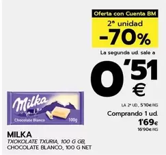 Oferta de Milka - Chocolate Blanco por 1,69€ en BM Supermercados