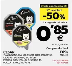 Oferta de Cesar - Perros Buey, Pollo O Senior 10+ Pollo Tierno por 1,69€ en BM Supermercados