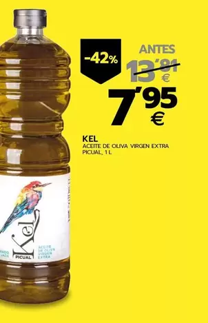 Oferta de Kel - Aceite De Oliva Virgen Extra Picual por 7,95€ en BM Supermercados