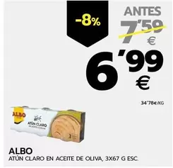 Oferta de Albo - Atun Claro En Aceite De Oliva por 6,99€ en BM Supermercados