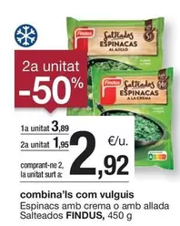 Oferta de Findus - Espinacs Amb Crema O Amb Allada Salteados por 3,89€ en BonpreuEsclat