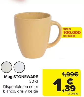 Oferta de Mug Stoneware  por 1,39€ en Carrefour