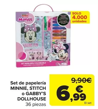 Oferta de Minnie, Stitch O Gabby's Dollhouse - Set De Papeleria  por 6,99€ en Carrefour