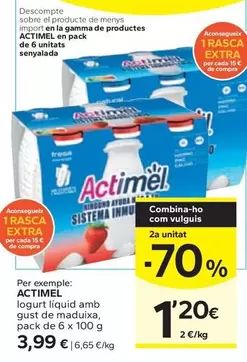 Oferta de Actimel - Iogurt Liquid Amb Gust De Maduixa por 3,99€ en Caprabo