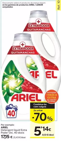 Oferta de Ariel - Detergent Liquid Extrapoder Oxi  por 17,15€ en Caprabo