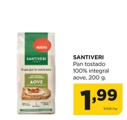 Oferta de Santiveri - Pan Tostado 100% Integral Aove por 1,99€ en Alimerka