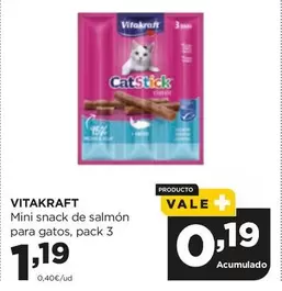 Oferta de Vitakraft -  Mini Snack De Salmon Para Gatos por 1,19€ en Alimerka