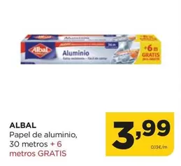 Oferta de Albal - Papel De Aluminio por 3,99€ en Alimerka