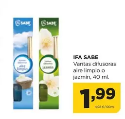 Oferta de Ifa sabe - Varitas Difusoras Aire Limpio O Jazmín por 1,99€ en Alimerka