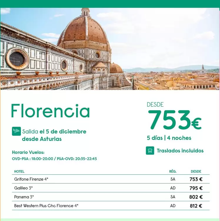 Oferta de Galileo - Florencia por 753€ en Travelplan