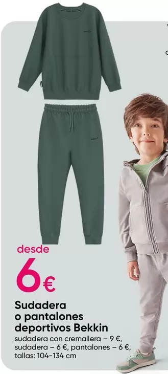 Oferta de Sudadera O Pantalones Deporticos Bekkin por 6€ en Pepco