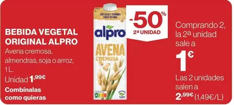 Oferta de Alpro - Bebida Vegetal Original por 1,99€ en El Corte Inglés