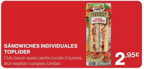 Oferta de Toplider - Sandwiches Individuales por 2,95€ en El Corte Inglés