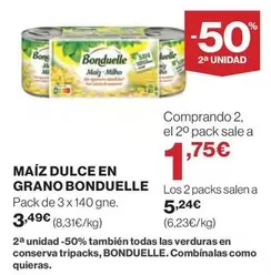 Oferta de Bonduelle - Maíz Dulce En Grano por 3,49€ en El Corte Inglés