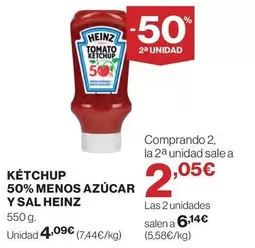 Oferta de Heinz - Ketchup 50% Menos Azucar Y Sal por 4,09€ en El Corte Inglés