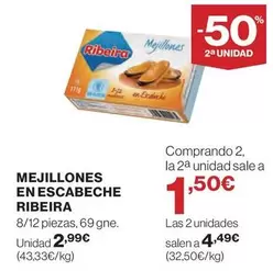 Oferta de Ribeira - Mejillones En Escabeche por 2,99€ en El Corte Inglés