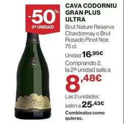 Oferta de Brut - Ultra - Cava Codorniu Gran Plus por 16,95€ en El Corte Inglés