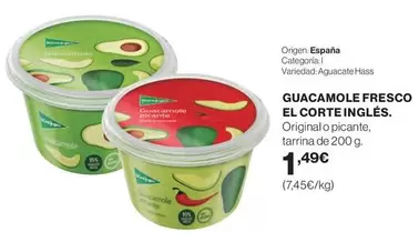 Oferta de El Corte Inglés - Guacamole Fresco por 1,49€ en El Corte Inglés