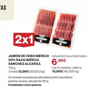 Oferta de Sánchez Alcaraz - Jamón De Cebo Ibérico 50% Raza Ibérica por 13,9€ en El Corte Inglés