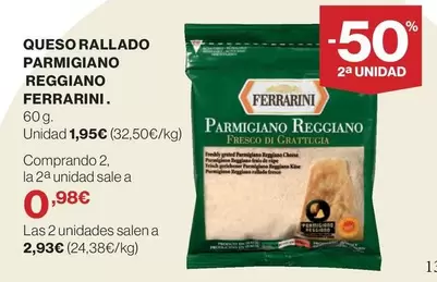 Oferta de Ferrarini - Queso Rallado Parmigiano Reggiano por 1,95€ en El Corte Inglés