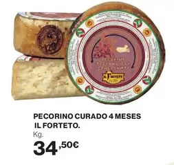 Oferta de Pecorino Curado 4 Meses Il Forteto por 34,5€ en El Corte Inglés