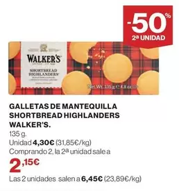 Oferta de Walker's - Galletas De Mantequilla Shortbread Highlanders por 4,3€ en El Corte Inglés