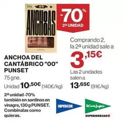 Oferta de Hipercor - Punset - Anchoa Del Cantábrico "00" por 10,5€ en El Corte Inglés