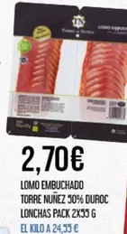 Oferta de Duroc - Lonchas - Lomo Embuchado Torre Nunez 50% Duroc por 2,7€ en Claudio