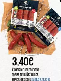 Oferta de Torre de Núñez - Chorizo Curado Extra por 3,4€ en Claudio