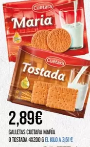 Oferta de Cuétara - Galletas Maria O Tostada por 2,89€ en Claudio