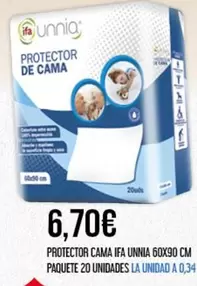 Oferta de Ifa unnia - Protector Cama Ifa Unnia 60x90 Cm Paquete 20 Unidades por 6,7€ en Claudio