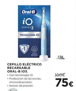 Oferta de Oral B - Cepillo Eléctrico Recargable I03 por 75€ en Hipercor