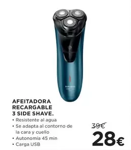 Oferta de Afeitadora Recargable 3 Side Shave por 28€ en Hipercor