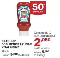 Oferta de Heinz - Ketchup 50% Menos Azucar Y Sal por 4,09€ en Supercor