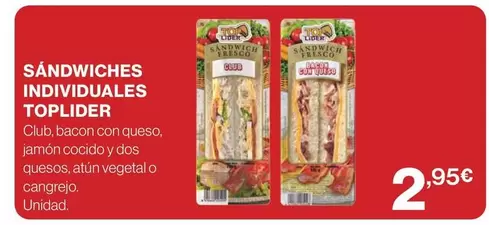 Oferta de Toplider - Sandwiches Individuales por 2,95€ en Supercor Exprés