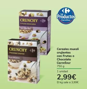 Oferta de Carrefour - Cereales Muesli Crujientes Con Frutas O Chocolate por 2,99€ en Carrefour Express