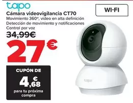 Oferta de Tapo - Cámara Videovigilancia CT70 por 27€ en Carrefour