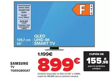 Oferta de Samsung - TV TQ55Q80DAT por 899€ en Carrefour