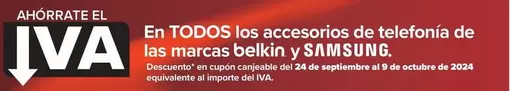 Oferta de En TODOS Los Accesorios De Telefonia De Las Marcas  en Carrefour